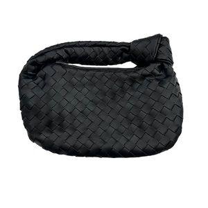 NWOT Small Black Woven Handbag with Knot Handle